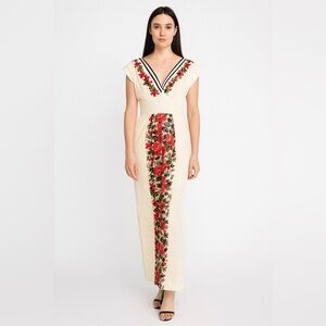 HawaiianTogs Vintage Cream Floral Maxi Dress Cotton Hibiscus Print Size 14